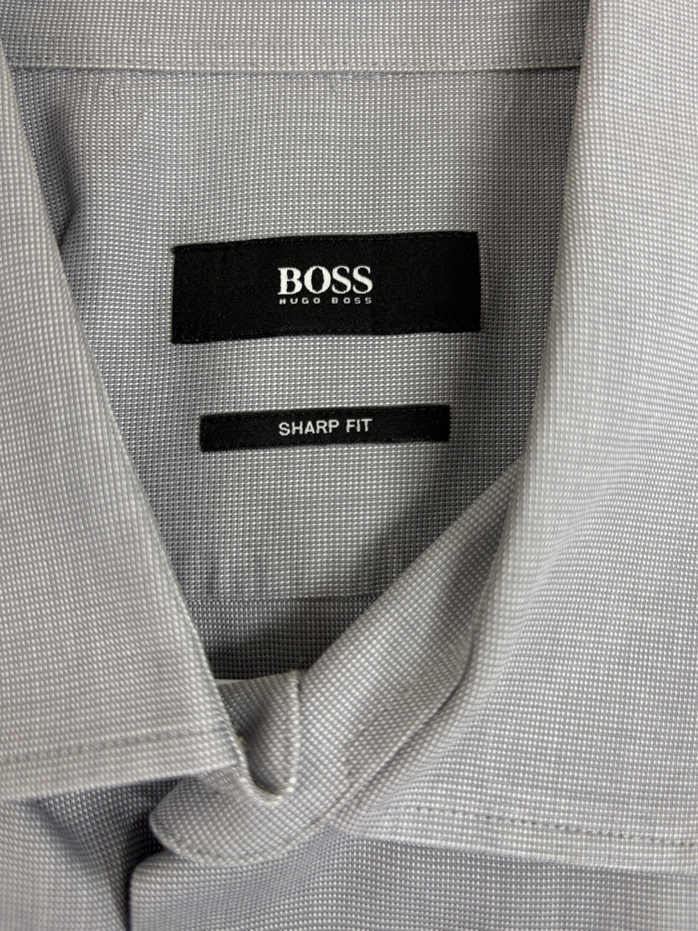 Size L (16.5) BOSS Hugo Boss Sharp Fit Light Gray Dress Shirt